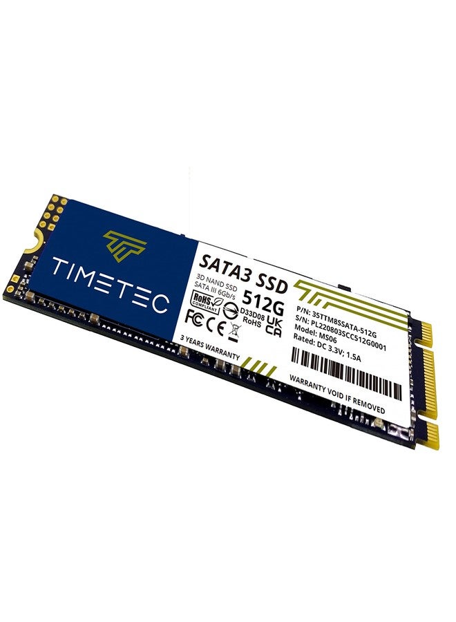 تايم تيك محرك أقراص الحالة الصلبة الداخلي Timetec بسعة 512 جيجابايت بتقنية 3D NAND SATA III بسرعة 6 جيجابت/ثانية M.2 2280 NGFF وسعة كتابة 256 تيرابايت، سرعة قراءة تصل إلى 550 ميجابايت/ثانية، ذاكرة تخزين مؤقتة SLC، معزز للأداء، مناسب لأجهزة الكمبيوتر المكتبية والمحمولة (512 جيجابايت). - Image 2